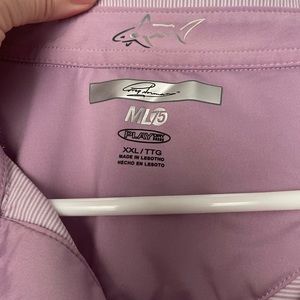 Greg Norman Polo Shirt Mens 2X-Large Purple Stripes Play Dry Golf Shark ML75